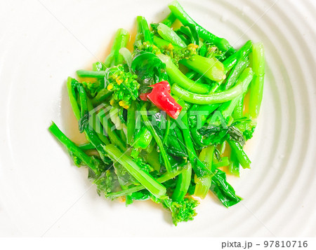 中国家庭料理・白灼芦笋叶（茹でアスパラ菜の中華ソース） 97810716