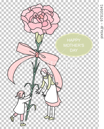 Mother's day girl giving carnation to mom Mother's day girl giving carnation to mom 97810841