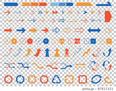 簡單的箭頭圖標 set_red/orange/blue 簡單的箭頭圖標 set_red/orange/blue 97811321