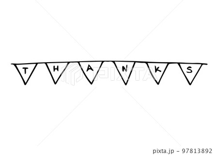 Doodle thanks garland. Hand-drawn flags decoration 97813892