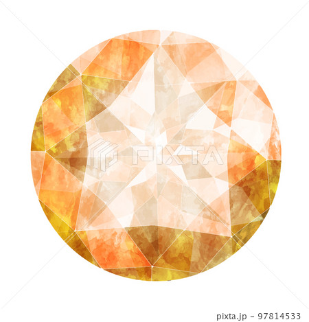 ラウンドブリリアントカットのオレンジ色のジュエリー水彩イラスト画像 97814533