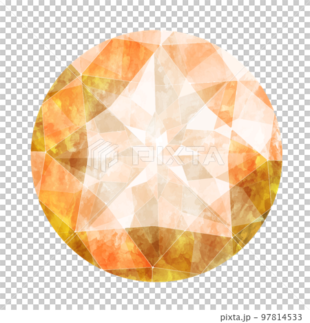 ラウンドブリリアントカットのオレンジ色のジュエリー水彩イラスト画像 97814533