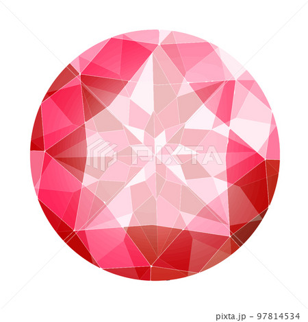 ラウンドブリリアントカットの赤いジュエリーイラスト画像 ラウンドブリリアントカットの赤いジュエリーイラスト画像 97814534