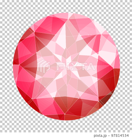 ラウンドブリリアントカットの赤いジュエリーイラスト画像 ラウンドブリリアントカットの赤いジュエリーイラスト画像 97814534