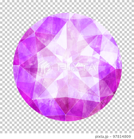 ラウンドブリリアントカットの紫のジュエリー水彩イラスト画像 97814809