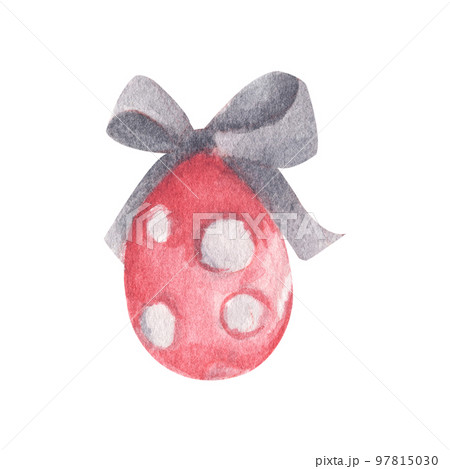 Colored Easter Egg with bow. Watercolor illustration. 97815030