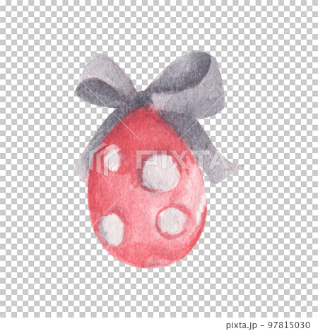 Colored Easter Egg with bow. Watercolor illustration. 97815030