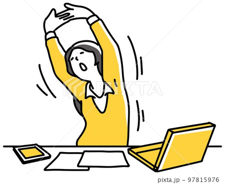 伸びをするキャリアウーマン 97815976