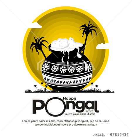 Happy Pongal South Indian harvest festival... - Stock Illustration  [97816452] - PIXTA