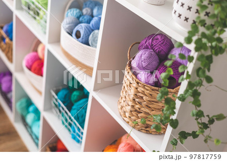 Yarn storage organization textile hobby supplies contemporary cupboard shelves 97817759