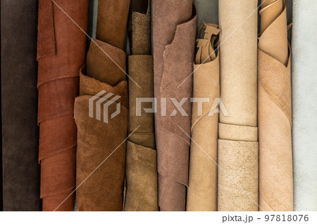 Material for creating handmade production at leather workshop. 97818076