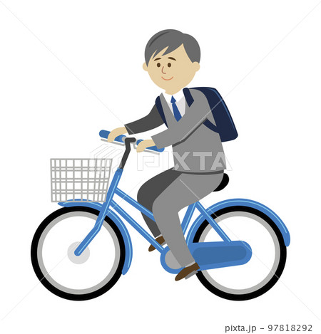 自転車に乗る会社員のイラストイメージ 97818292