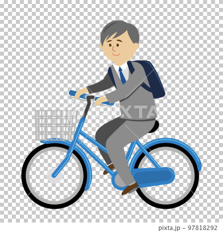 自転車に乗る会社員のイラストイメージ 97818292