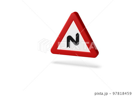 traffic sign, 3d render. danger dangerous curves right - left. highway traffic code traffic sign, 3d render. danger dangerous curves right - left. highway traffic code 97818459