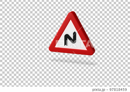 traffic sign, 3d render. danger dangerous curves right - left. highway traffic code traffic sign, 3d render. danger dangerous curves right - left. highway traffic code 97818459