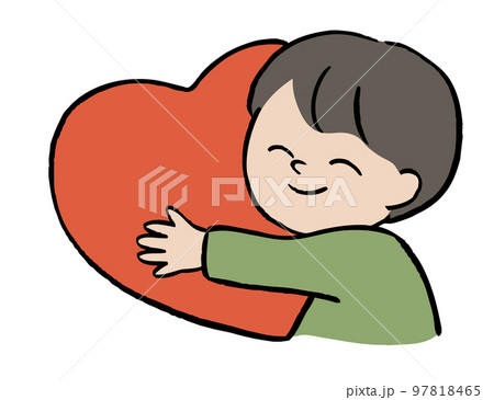 ハートを抱く男の子のイラスト 97818465