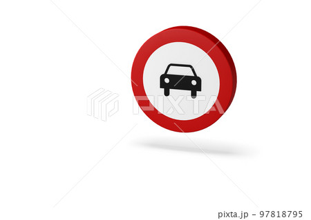 traffic sign, 3d render. Prohibited entry to vehicles motor, except motorcycles two wheels without sidecar. highway traffic code traffic sign, 3d render. Prohibited entry to vehicles motor, except motorcycles two wheels without sidecar. highway traffic code 97818795