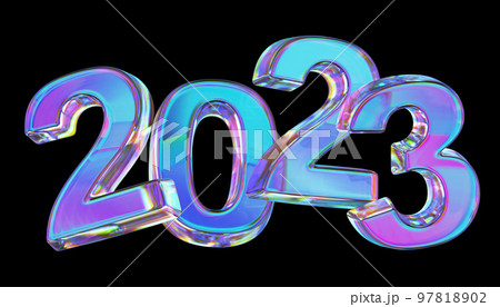 Happy New Year- glass numbers 2023 on a white background. Happy New Year- glass numbers 2023 on a white background. 97818902