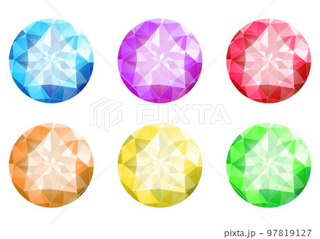 ラウンドブリリアントカットのジュエリーイラストセット ラウンドブリリアントカットのジュエリーイラストセット 97819127