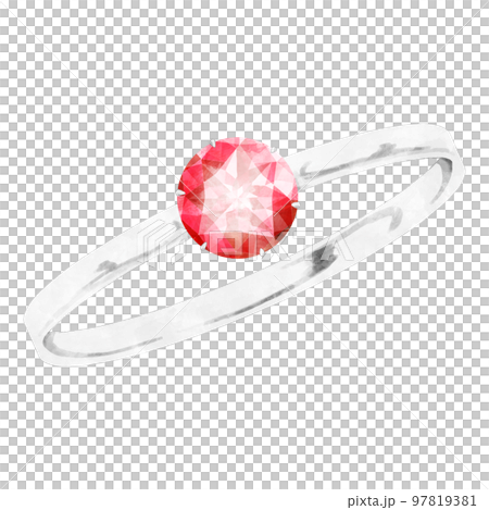 Red ring jewelry round brilliant cut watercolor illustration Red ring jewelry round brilliant cut watercolor illustration 97819381