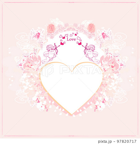 happy valentines day vintage card with cupids and vintage frame happy valentines day vintage card with cupids and vintage frame 97820717