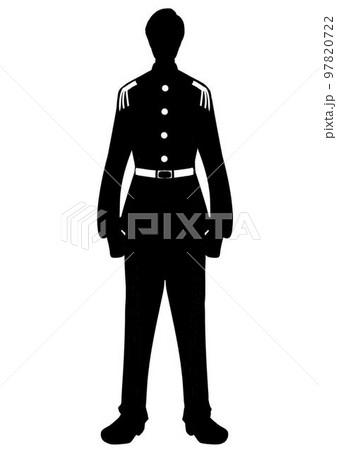 制服をきた男性のシルエット 97820722