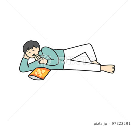 だらだらしてる男性のイラスト素材のイラスト素材 [97822291] - PIXTA