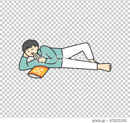だらだらしてる男性のイラスト素材のイラスト素材 [97822291] - PIXTA