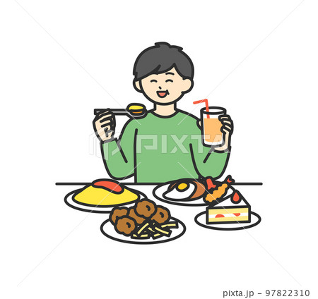 暴飲暴食する男性のイラスト素材 暴飲暴食する男性のイラスト素材 97822310
