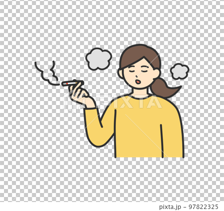 Illustration material of a woman smoking Illustration material of a woman smoking 97822325