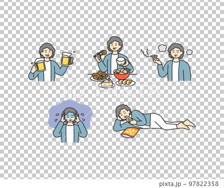 Image illustration material of habits that cause lifestyle habits Image illustration material of habits that cause lifestyle habits 97822358