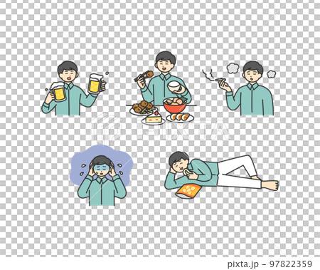 Image illustration material of habits that cause lifestyle habits Image illustration material of habits that cause lifestyle habits 97822359