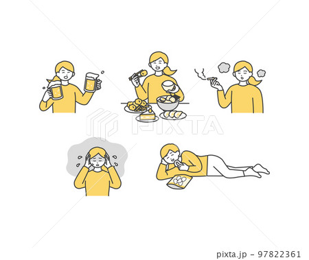 生活習慣を引き起こす習慣のイメージイラスト素材 生活習慣を引き起こす習慣のイメージイラスト素材 97822361