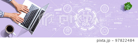 Robotic Process Automation theme with person using a laptop 97822484