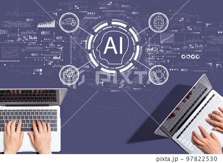 AI concept with people working together 97822530