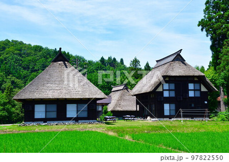 初夏の荻ノ島かやぶき環状集落（新潟県） 97822550