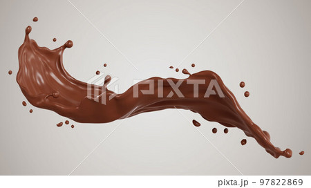 Chocolate isolated splashes wave. 3D render illustration 97822869