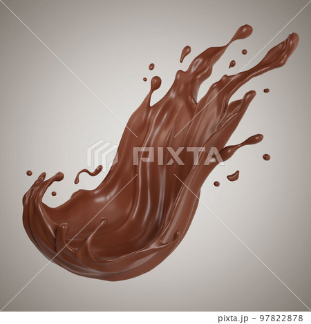 Chocolate isolated splashes. 3D render illustration 97822878