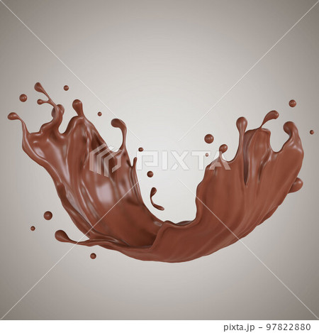 Chocolate isolated splashes wave. 3D render illustration Chocolate isolated splashes wave. 3D render illustration 97822880