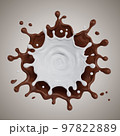 milk and chocolate splashes isolated. 3D render illustration 97822889