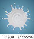 milk splashes isolated. 3D render illustration 97822890