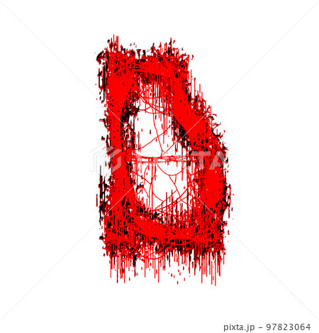 Metal music style font.Bloody letter on white...のイラスト素材 