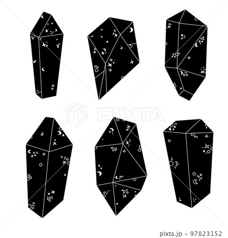Magic crystal gems. Hand drawn diamonds. Vector illustration 97823152