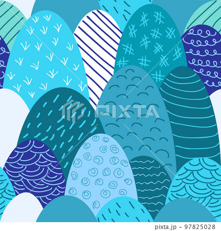 cute seamless background pattern with snowy mountains. Creative children's texture. For printing children's textiles 97825028