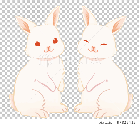 設置一隻兔子笑著站著的插圖 設置一隻兔子笑著站著的插圖 97825413
