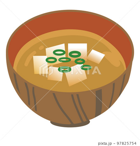 豆腐とねぎのお味噌汁のイラスト 97825754
