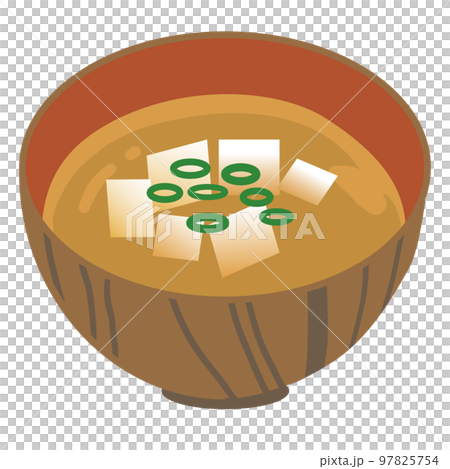 Illustration of tofu and green onion miso soup 97825754