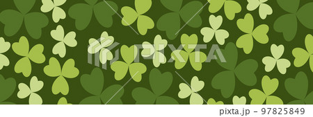Banners with shamrock leaves. Realistic green clovers. Shamrock Banner. Horizontal background. Vector illustration 97825849