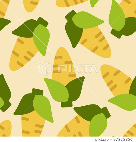 Corn seamless pattern cute background. Vector cute corns seamless pattern isolated. Corn seamless background. Vector illustration 97825850