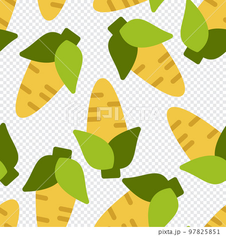 Corn seamless pattern cute background. Vector cute corns seamless pattern isolated. Corn seamless background. Vector illustration 97825851